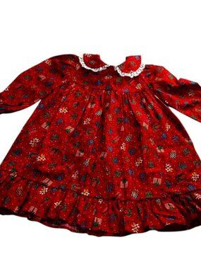 Polly Flinders Vintage Christmas Present Red Dress Size 12 months Peter Pan‎